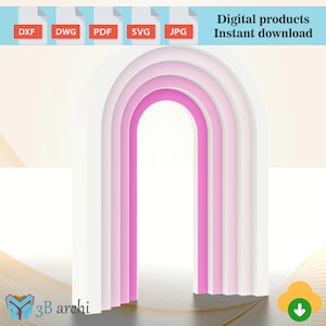3D-boogachtergrond, rimpelboog voor bruiloften, boogachtergrond Set plannen, klaar voor CNC, CNC-achtergrondboog, dxf-sjabloon, vectorbestanden