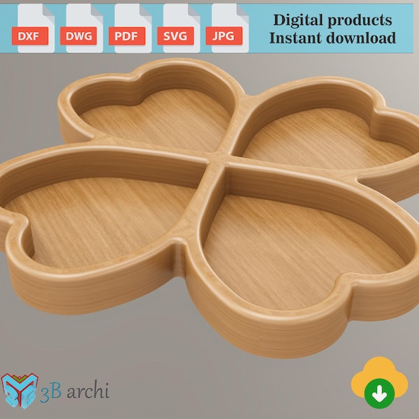 Serving plate cnc file, 3D wood cnc, CNC file for wood, DXF files, Interior decoration,  Cnc pattern, dxf serving plate, Vector file