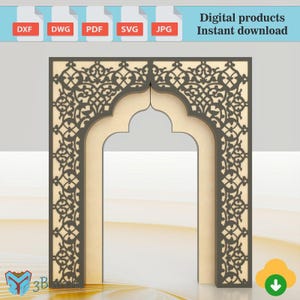 Archivo CNC de arco marroquí: Diseño de fondo 3D (Descarga digital)