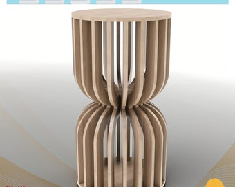 Projeto de mesa de centro redonda CNC com pedestal ripado (Download digital)