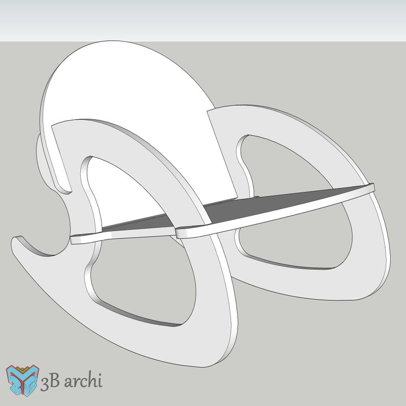 Peut inclure: Chaise ber&ccedil;ante blanche avec un dossier arrondi et un si&egrave;ge incurv&eacute;. La chaise est en bois et a un design simple.