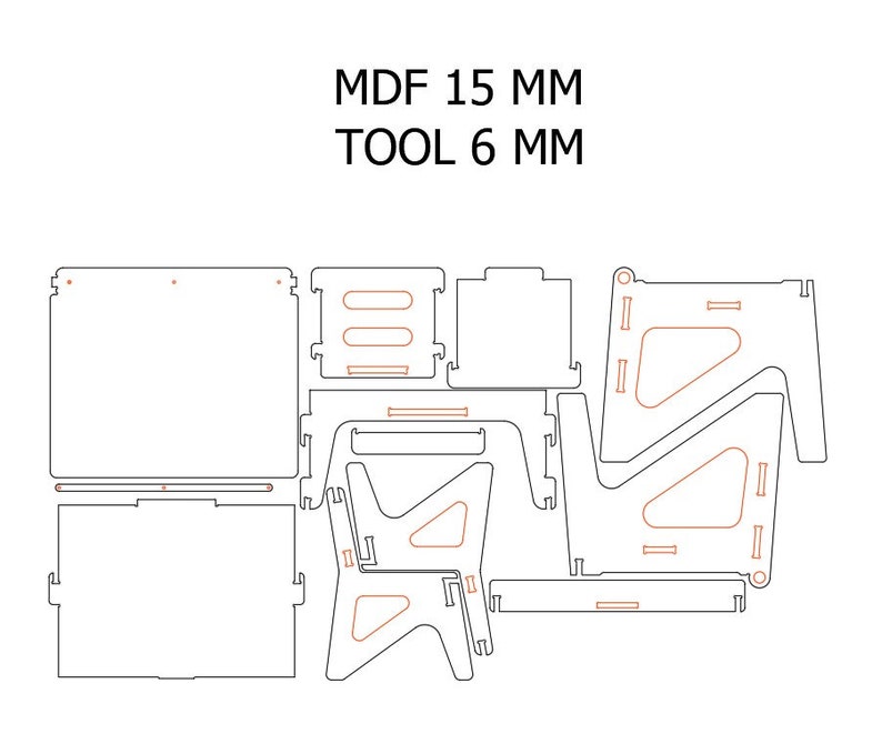 Kids Desk With Storage and Chair, Wood Study Desk for Children, dxf, SVG files, CNC Plans for a plywood kids desk, Set of Table and Chair image 7