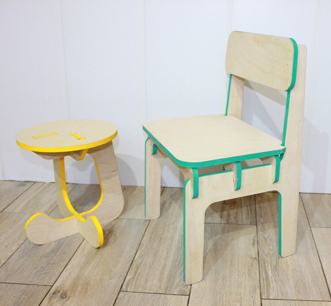 Table and Chair Set Wooden Kids Table Children Plywood Desk - Etsy