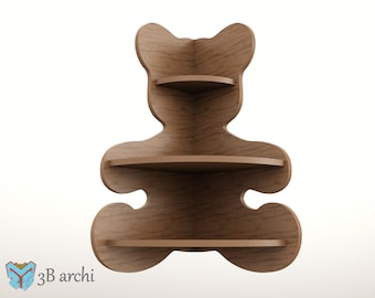 Bear shaped corner Shelf, Corner bookcase for kids, Corner shelf plan, Corner bookshelf, Vector files, CNC route file, CNC furniture files