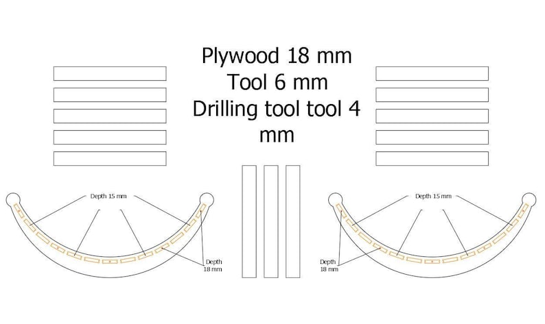 Floor rocking chair, Modern Wooden Rocking Chair, Rocking chair plan, Digital file for cutting DWG, DXF, Custom Furniture, Vector files image 5