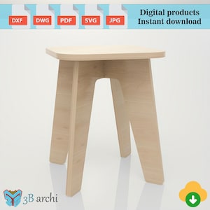 Moderne CNC Hocker & Blumenständer Pläne, DIY Sperrholzstuhl, 2 Hocker Designs, Fräser Schnittdateien, Vektordateien, Dxf, SVG-Vorlagen, CNC Möbel