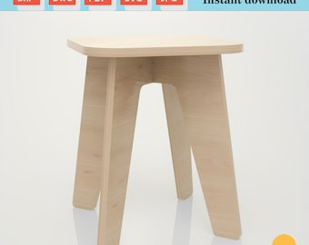 Planos de taburete y soporte para plantas CNC: Silla de madera contrachapada, archivos de corte para fresadora (descarga digital)