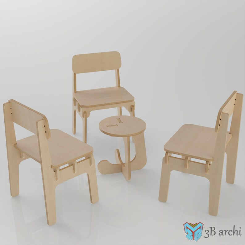 Table and Chair Set, Wooden Kids Table, Children Plywood Desk, Modern ...