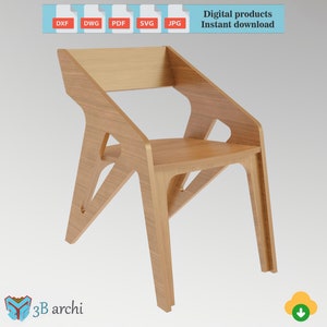 Sedia minimalista, Design sedia moderno, Progetti sedia da pranzo moderna, Modello CNC, Mobili moderni, Modello Dxf, Mobili personalizzati, File vettoriale