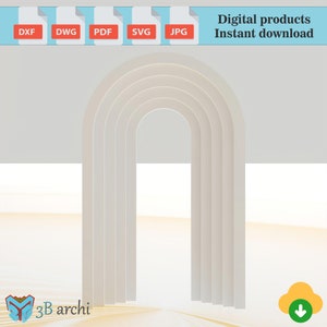 5 lagen 3D-boogachtergrond, 3D-regenboogboog, rimpelboog voor bruiloften, CNC-achtergrondboog, dxf-sjabloon, doe-het-zelfplan, digitaal product, CNC-bestanden