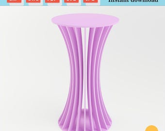CNC Round Table DXF Plan: Slat Pedestal Design (Digital Download)