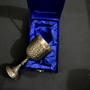 Antique Brass Chalice Goblet For Communion Cup Handmade Brass Embossed Wine Chalice Goblet Gift For Birthday, Wedding, Anniversary,Christmas