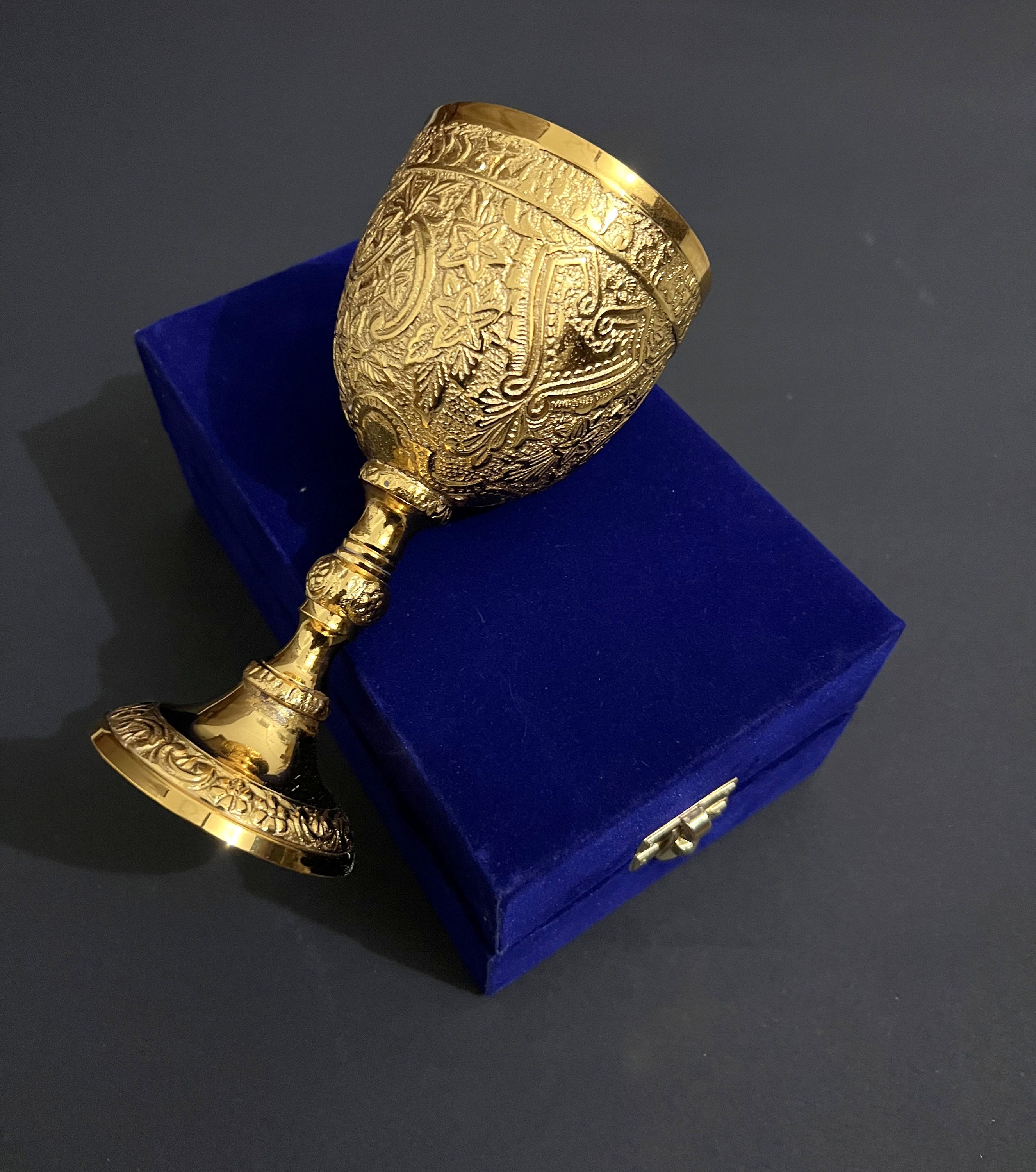 Personalized Brass Chalice: Handmade Medieval Goblet, Arthur King Theme