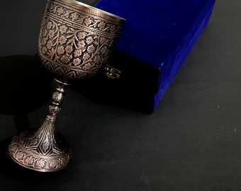 Antique Brass Chalice: Medieval Inspired Communion Goblet, 7 Inch