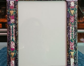 Decoupaged/handpainted 5.5x7.5 purple frame