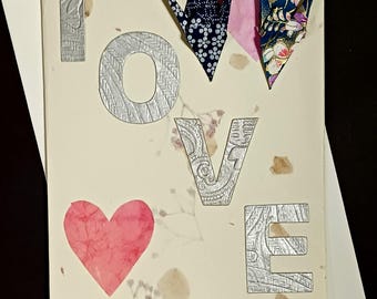 Handmade origami crane love blank card