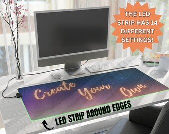 Custom LED Desk Mat, Custom Desk Mat Gaming, XL Mousepad, Design Your Own RGB Desk Mat, Extended Mouse Pad, Personalized Gift for Gamer