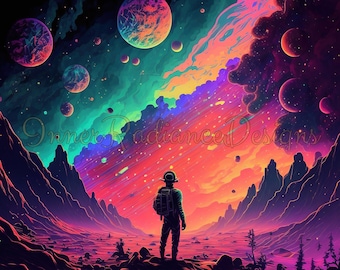 Psychedelic Space Tapestry, Mountain Tapestry Aesthetic, Bedroom Wall Decor, Wall Hanging Trippy Tapestry, Aesthetic Wall Decor