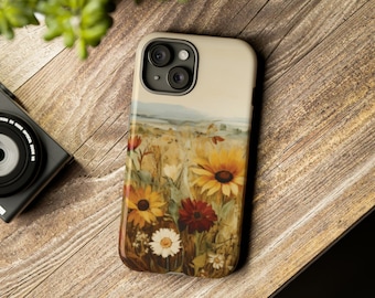 Vintage Aesthetic Floral iPhone Case, Wildflower Phone Case, Cute Floral Phone Case for iPhone, Samsung, Google Pixel, Sunflower Phone Case