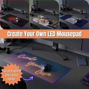 Custom RGB Desk Mat, Personalized LED Custom Desk Mat Gaming, Design Your Own Custom Mouse Pad, Extended Mouse Pad, Gift for Gamer