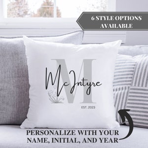 Custom Monogram Decorative Pillow Case, Monogram Initial Throw Pillow, Personalized Monogram Family Name Pillow, Custom Couple Wedding Gift