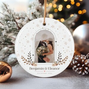 Custom Wedding Photo Couple Ornament, Personalized Couple Christmas Ornament, Couple Ornament with Picture, Christmas Gift for Couple Unique