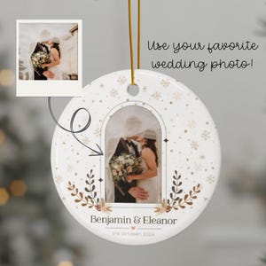Custom Wedding Photo Couple Ornament, Personalized Couple Christmas Ornament, Couple Ornament with Picture, Christmas Gift for Couple Unique