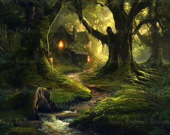 Cottagecore Enchanted Forest Tapestry Aesthetic, Green Indie Room Decor, Fairycore Enchanted Forest Wall Tapestry, Hedge Witch Gift