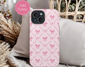 Personalized Coquette Phone Case, Cute Preppy Aesthetic Phone Case MagSafe, iPhone 13 14 15, Pro Max, Pro, iPhone 13 Mini Case, Preppy Stuff