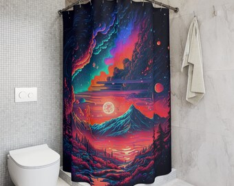 Psychedelic Art Shower Curtain, Trippy Art Bathroom Decor, Cool Shower Curtain, Surreal Bathroom Accessories, Colorful Bathroom Decor