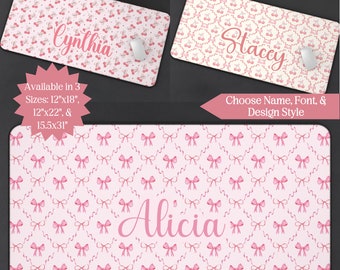 Cute Coquette Aesthetic Deskmat Custom Mouse Pad Pink Personalized Gift Office Girly Pink Bow Cubicle Decor Pink Desk Decor Preppy Stuff
