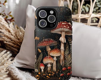 Dark Cottagecore Mushroom Phone Case, Cottagecore Aesthetic Phone Case for iPhone, Samsung Galaxy, Google Pixel, Cottagecore Mushroom Gifts