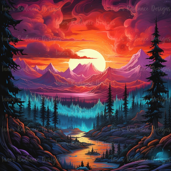 Trippy nature tapestry sale