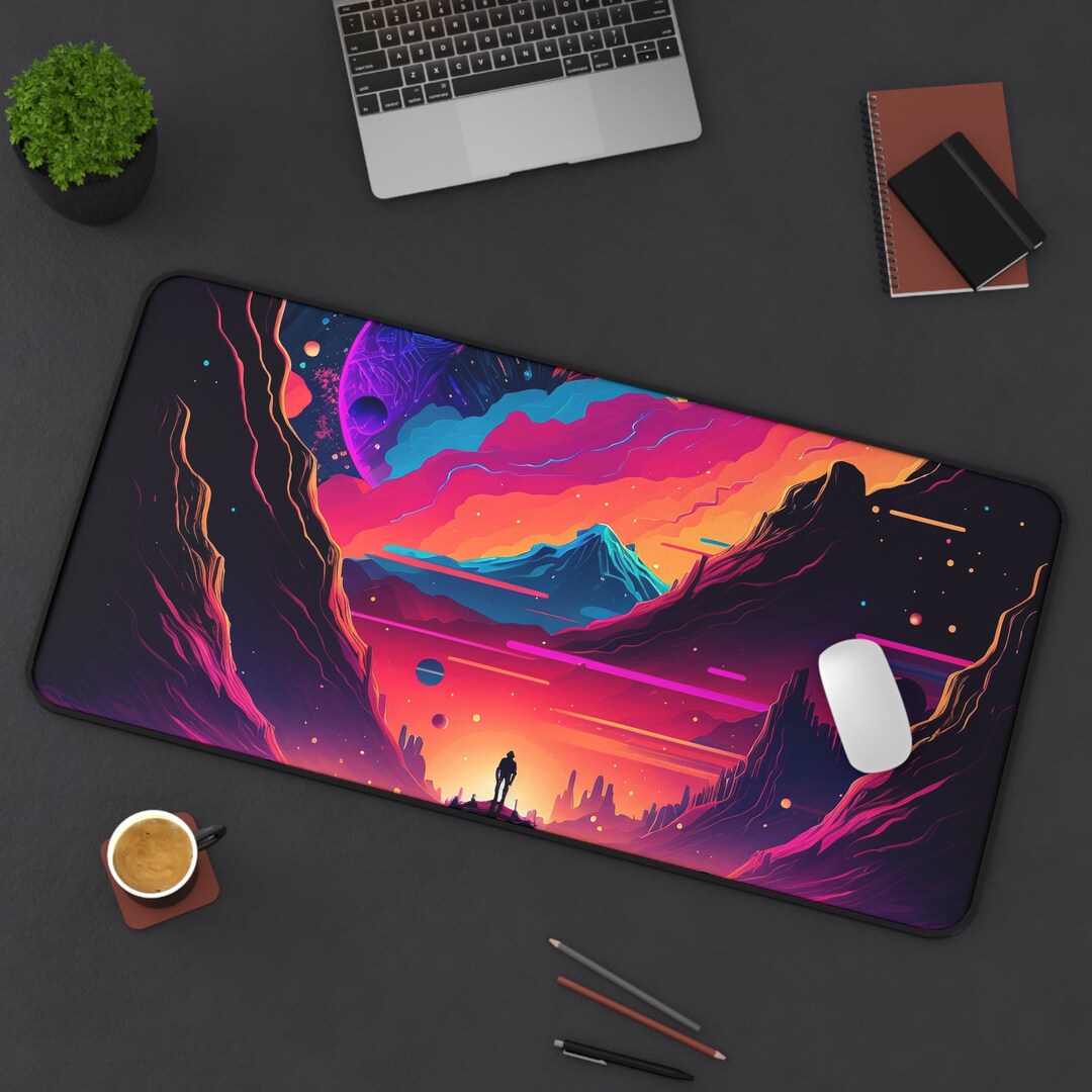 Trippy Space Desk Mat Gaming Cubicle Decor Desk Decor Etsy
