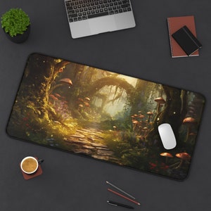 Dark Cottagecore Desk Mat, Green Desk Mat Aesthetic, Goblincore Desk Accessories, Cubicle Decor, XL Mouse Pad Gaming, Desk Decor Aesthetic