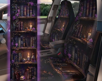 Enchanted Dark Academia Car Seat Covers, Whimsigoth Dark Academia Decor for Car, Magical Witchy Car Accessories, Bookish Seat Covers for Car