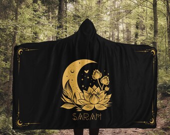 Witchy Whimsigoth Aesthetic Hooded Blanket, Cottagecore Moth Sherpa Hoodie Blanket, Personalized Fleece Blanket Hoodie, Witchy Gifts for Her