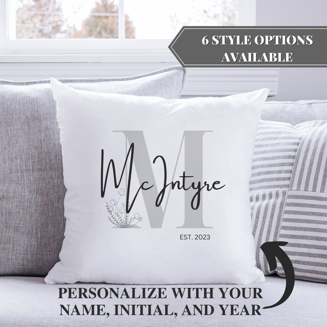 Custom Monogram Decorative Pillow Case, Monogram Initial Throw Pillow