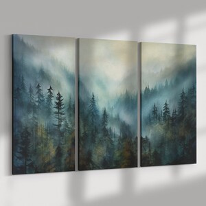 Foggy Forest 3 Piece Canvas Wall Art Set, Nature Gallery Wall Art Set ...