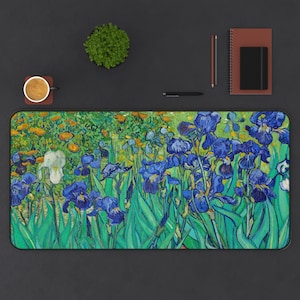 Van Gogh Irises Deskmat, Cute Mouse Pad, Large Mousepad, Desk Mat Cute, Van Gogh Deskmat, Cubicle Decor, Desk Mat Aesthetic, Desk Mat Gaming