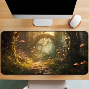 Dark Cottagecore Desk Mat, Green Desk Mat Aesthetic, Goblincore Desk Accessories, Cubicle Decor, XL Mouse Pad Gaming, Desk Decor Aesthetic