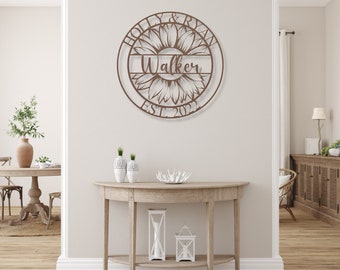 Personalized Wedding Gift, Last Name Established Sign, Newly Wed Gifts, Sunflower Sign, Last Name Metal Sign, Housewarming Gift, Anniversary