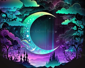 Moon Tapestry, Psychedelic Tapestry, Teen Girl Room Decor, Trippy Tapestry, Large Wall Tapestry Hanging, Crescent Moon Decor, Cute Tapestry