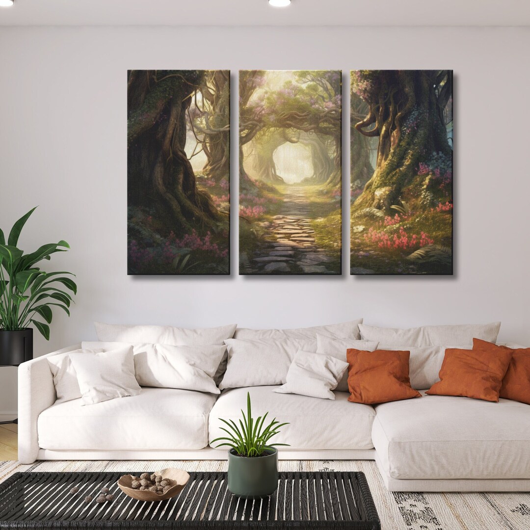 Enchanted Forest 3 Piece Canvas Set, Nature Gallery Wall Set, Triptych ...