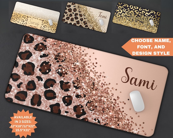 Cute Leopard Print Custom Mouse Pad, Personalized Large Mousepad, Personalized Cheetah Deskmat, Personalized Gift Office, Cubicle Decor