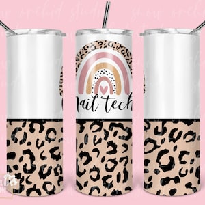 Nail Tech Regenbogen Leopard 20 Unzen Becher PNG (Digital Download)