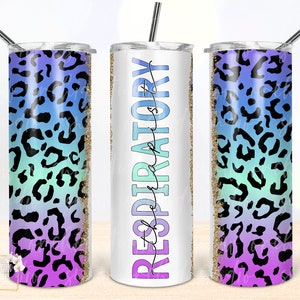 Respiratory therapist 20oz tumbler PNG, Seamless tumbler file, Skinny tumbler PNG design, Mystic leopard design wrap, Digital download