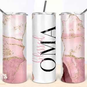 Blessed Oma Tumbler PNG: Agate Design, Seamless File (Digital Download)