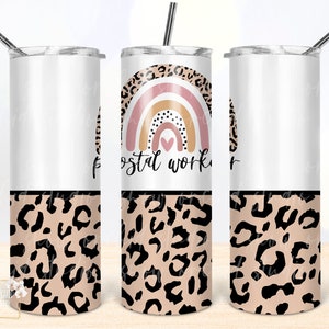 Postal worker rainbow 20oz tumbler PNG, Seamless tumbler file, Skinny tumbler PNG design, Boho design wrap, Digital download