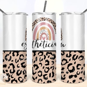 Esthetician rainbow 20oz tumbler PNG, Seamless tumbler file, Skinny tumbler PNG design, Boho design wrap, Digital download